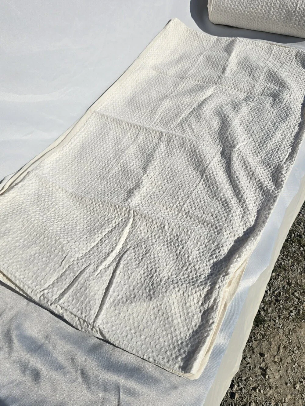 New Quince King/cal King Honeycomb Luxe Undyed Cream Duvet Cover Set 2 Shams